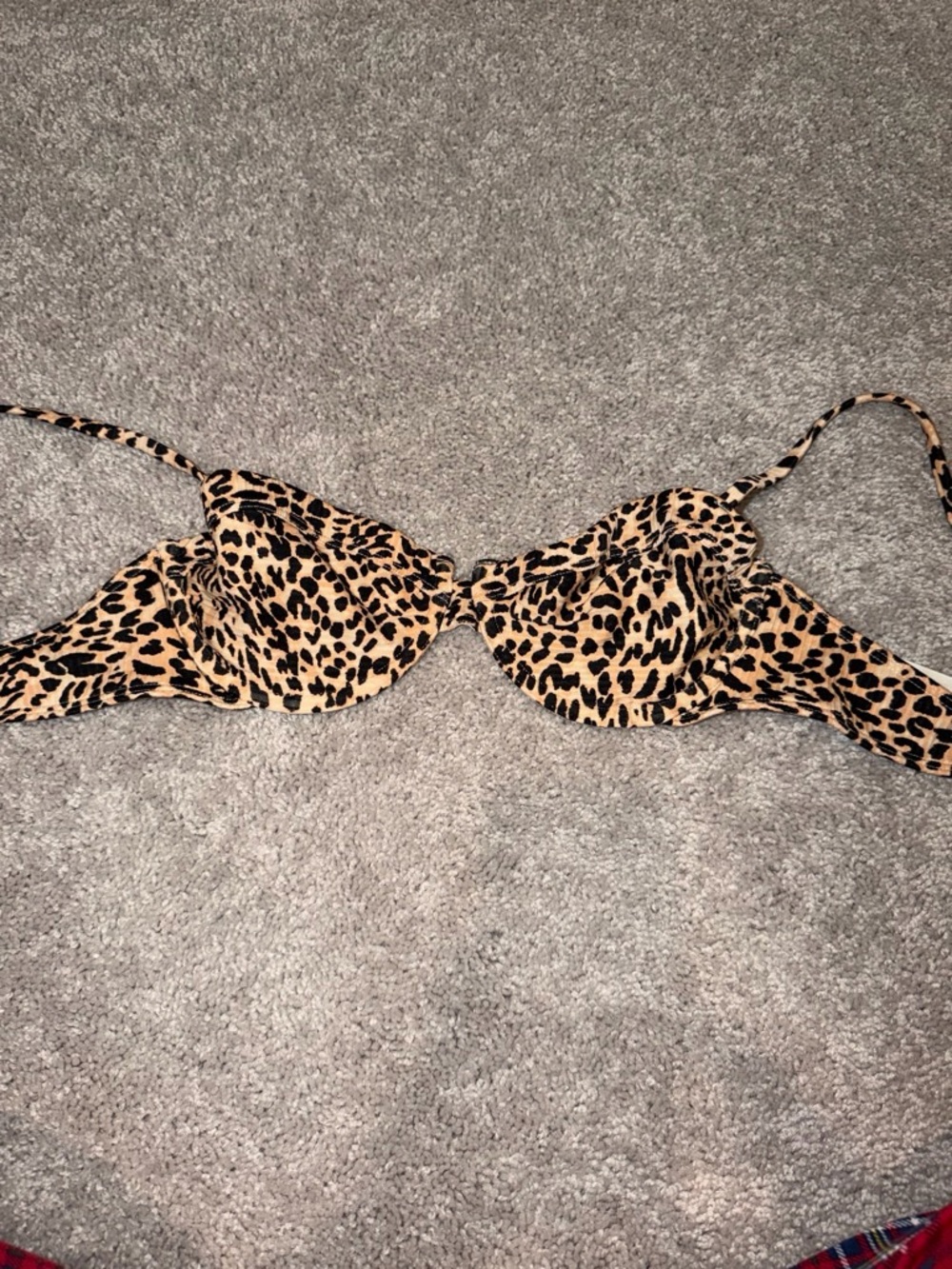 Leopard Print Underwire Bikini Top - Tan & Black
